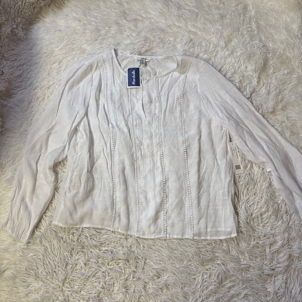 Counterpart women’s White Boho Blouse large long sleeve